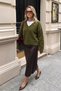Women's V-Neck Soft Textured Knitwear Sweater Green 27W3055 - 2