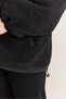 Women's Black V-Neck Snap Button Lined Pocket Detailed Oversize Cashmere Jacket 60710 60286749 - 4