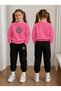 Sweatshirt Tracksuit Set for Girls, Crew Neck Printed 3 Yarn Threaded Winter Cotton Comfortable Fit Set