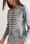 Women's Gray Napoleon Model Piping Detailed Metal Buttoned Stand Collar Knitwear Cardigan 9116 60286736 - 5