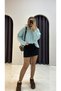 Oversized Knitted Sweater with Zipper - 2