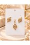 Gold Color Stone Leaf Model Earrings and Pendant Set - 2
