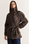 Women's Bitter Brown Stand Collar Belted Double Breasted Buttoned Lined Pocket Detailed Cashmere Coat 5295 60286751 - 4