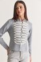 Women's Gray Napoleon Model Piping Detailed Metal Buttoned Stand Collar Knitwear Cardigan 9116 60286736 - 4
