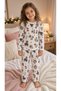 Girl's Pajama Set, Knitted, Reportered, Teddy Bear Patterned, Soft, Comfortable, Long Sleeve Set - 4