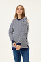 Maternity Striped Sweater, Detailed with Openable Buttons on the Sides (Navy Blue)