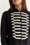 Women's Black Napoleon Model Piping Detailed Metal Buttoned Stand Collar Knitwear Cardigan 9116 60286736 - 5