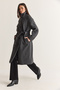 Women's Anthracite Stand Collar Belted Buttoned Lined Pocket Detailed Long Cashmere Coat 5571 60286752 - 4