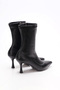 Women's Thin Heeled Stretch Pointed Toe Boots 5125 Black Skin - 4
