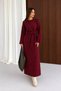Women's Crew Neck Knitwear Dress with Tie at the Waist, Long Sleeves, Midi Length, Stylish Dress with Knit Detail, 140 cm