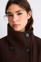 Women's Long Cashmere Coat – Belted, High Collar, and Buttoned - 3