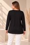 Women's Black Plus Size Front Patterned Collar Chain Scarf Detail Wide Collar Long Sleeve Stretchy Viscose Blouse - 5