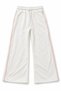 Girl's White and Pink Ribbed Wide-Leg Elastic Waist Sweatpants - 2