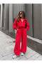 Women's Parachute Fabric Oversize Zippered Crop Jacket and Wide-Leg Pants Two-Piece Set - 2