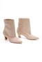 Women's Suede Short Heeled Pointed Toe Boots 5128 Mink Suede