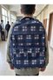 Plaid Patterned Backpack with Multiple Compartments for School and Daily Use Navy Blue - 4