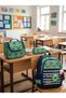 3-Piece Primary School Bag Set Backpack, Lunch Bag, Pencil Case, Monster Patterned Navy Blue - 5