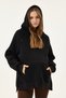 Maternity Black Oversize Kangru Pocket Hooded 3-Thread Raster Hoodie, Hidden Zipper Detail (Breastfeeding) - 7