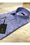 Slimfit Blue Shawl Patterned Cotton Satin Long Collar Shirt - 2