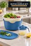 5 Piece Kitchen Prep Set 4 L Bowl 3.5 L Strainer Cutting Board Lemon Squeezer Blue