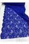 Saks Blue Lace Fabric - Rose Patterned