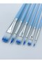6Pcs Artist Brush Set Watercolor Acrylic Gouache Synthetic Bristle Blue - 4