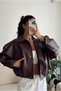 Women's Epaulet Detailed New Season Bomber Leather Jacket