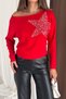 Women's Stone Embellished Star Detailed Boat Neck Long Sleeve Blouse - 2