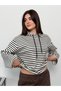Modal Fabric Women's Striped Hooded Sweatshirt