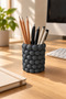 Bubble Patterned Decorative Makeup Brush Holder and Pen Holder - Modern Aesthetic Multi-Purpose Tabletop Organizer 9cm - 5