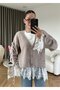 Lace Detailed Gathered Knitwear Cardigan - 6