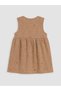 Brown Embroidered Baby Girl Velvet Dress - 4