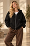Premium 3 Yarns Raised Comfortable Cut Cotton Women's Zippered Cardigan Jogger Set Bottom-Top Set - 3