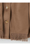 Brown Scarf Oversized Women's Cashmere Coat - 6