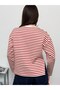Modal Fabric Women's Striped Long Sleeve Blouse with Slit Detail - 2