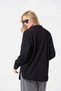 Maternity Long Sleeve Velvet Shirt with Front Pockets Black - 7