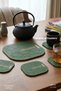1 Piece Coaster and 4 Piece Cup Mat Set - Emerald Green - 2