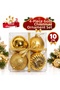 Christmas Tree Ornament Gold Gold Ball Set of 4 10 cm Different Patterned Pine Tree Ornament Luxury Gold Patterned Tree Decoration Ball - 5