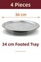 34 cm Footed Lenger Authentic Patterned Chrome Steel Kebab and Presentation Plate - 2