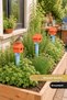 3 Pcs Decorative Wooden Bird Nest Bird House with Ground Stakes Flower Pot Balcony and Garden Ornament Orange and Blue 52cm - 7
