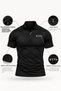 Göktürkçe Turkish Text Printed Zippered Polo Collar Black Flexible Sports Tshirt - 3