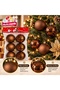 Set of 6 Navy Blue Brown Christmas Tree Ornaments 5 cm – 3 Matte and 3 Shiny Gold Pine Tree Ornament Balls Set Christmas Tree Ornament - 5
