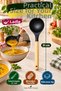 Black Silicone Ladle with Wooden Handle 31 cm 1 Piece Soup and Juice Serving Ladle with Hanger Kitchen Utensil - 5