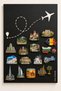 Turhan 50X70 cm Black Airplane Route Design Metal Magnet Clipboard (with Magnet Gift), Note and Photo Clipboard - 2