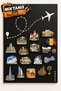 Turhan 50X70 cm Black Airplane Route Design Metal Magnet Clipboard (with Magnet Gift), Note and Photo Clipboard