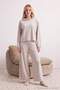 Stone Hood Detailed Viscose Knitted Pajamas Set Thmaw27Pt00262