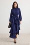 Navy Blue Skater Skirt Layered Satin Woven Hijab Evening Dress Tctss26Db00020 - 3