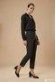Black Genuine Leather Pointed Toe Medium Thick Heeled Women's Shoes 24170 - 3