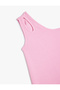 One Shoulder Cotton Mini Dress with Window Detail - 3