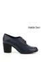 Navy Blue Antique Gön Genuine Leather Round Toe Thick Heeled Rubber Sole Lace Up Women's Shoes 240